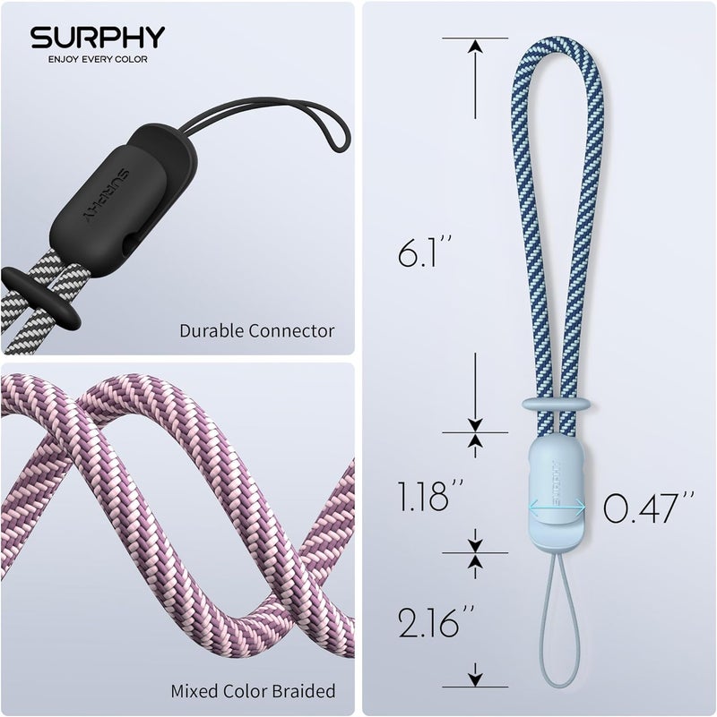 SURPHY 3 Pack Phone Wrist Strap with CellPhone Tether Tab, Cellphone Lanyard, Phone Strap with 2-Color Braided, Wrist Lanyard - Image 4